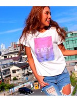 【LATINA】グラデーションオーガンジープリントTシャツ/BK