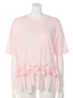 フリンジリボンTシャツ/ピンク