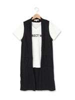 Tシャツ付きワッフルジレカーディガン/アイボリー(004)