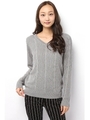 【AZUL by moussy】7Gミリオンホットケーブル長袖プルオーバー/T.GRY