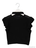 チョーカーフリルニットトップス/ブラック