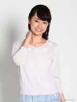 ビジューパステルフラワーアイレット7分　1/ピンク