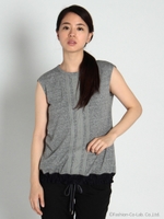 レーステープノースリーブカットソー/ネイビー