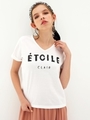 ロゴプリントVネックTシャツ/オフ