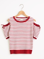 肩あきボーダープルオーバー/レッド柄