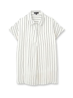 [L]異素材ストライプ柄シャツ/ホワイト(102)