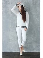 【AZUL by moussy】C100 12GラインケーブルVネック長袖プルオーバー/L/GRY