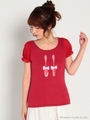 カトラリープリントTシャツ/レッド