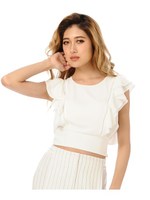 ショルダーフリルトップス/WHITE