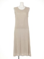 ストライプレースワンピース/グレー