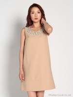 ハートカラーノースリパーティードレス/ベージュ