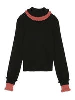 フリルネックニットプルオーバー/BLK