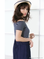 ボーダーカットソー/Navy