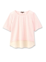 ボーダー異素材プルオーバー/ライトオレンジ(366)