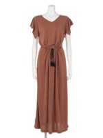 Vネックドロストマキシワンピース/ネイビー