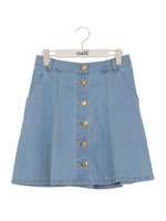 サーキュラー前ボタンスカート/ダークブルー