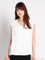 サイドプリーツコンビトップス/ブラック