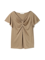 ソアニーハイゲージスムースフロントギャザーカットソー/ブラウン(050)