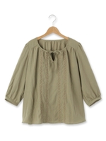 ボヘミアンレースブラウス/カーキ(027)