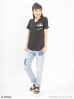 VネックポケットミッキーTS/BLACK