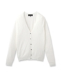 [L]切り替えVネックカーディガン/ホワイト(001)