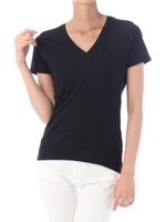 【AZUL by moussy】オーガニックコットンVネック半袖プルオーバー/T.GRY