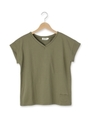 オーガニックコットンVネックカットソー/オリーブグリーン(026)