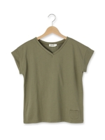 オーガニックコットンVネックカットソー/オリーブグリーン(026)