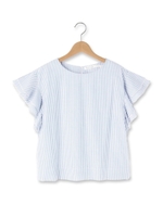 ナローストライプベルスリーブシャツ/ブルー(392)