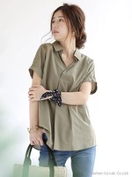 バックギャザースキッパーシャツ/カーキ