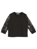 リップルチュール袖プルオーバー/ブラック