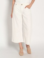 麻混デニムクロップトワイドパンツ/ホワイト