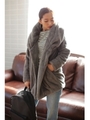 【AZUL by moussy】ボア裏付フーディコクーンコート/GRY