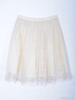 レース箔プリントスカート/ブラック