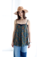 【AZUL by moussy】ペイズリーキャミブラウス&ブラトップSET/柄BLU