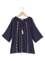 刺繍スモッキングシャツ/ホワイト(001)