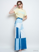 パッチワークフレアデニムパンツ/LT.BLUE