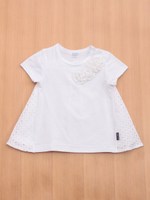 お花モチーフ付チュニック/ホワイト