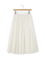 スカラップ刺しゅうロングスカート/ホワイト(002)