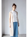 【AZUL by moussy】7G透かし編みロングジレ/L/BEG