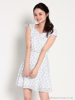 シアーフラワーハートネックワンピース 2/ピンク