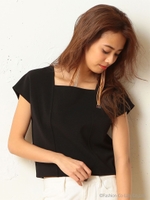 スクエアネックスピンドルトップス/オフホワイト