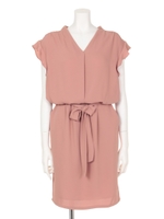 ラッフルゆるシャツワンピース/レンガ