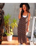 【anap mimpi】フェザープリントギャザー切替ロングワンピース/RD