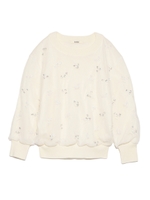 エンブロイダリーチュールレイヤードニットプルオーバー/BEG