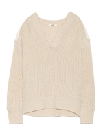 デザインVネックニットプルオーバー/BRW