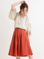 ハリ感タック入りフレアースカート/レンガ
