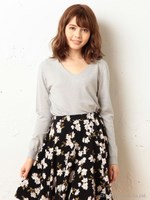 パール付スカラップVネックニット/ミントグリーン