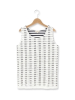 異素材レースノースリーブプルオーバー/ホワイト系(302)