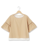 綿麻バックシャンブラウス/ライトブルー(391)